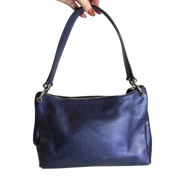 Coach Mia Pebbled Leather Shoulder Bag Metallic Blue Silver Hardware F29137 - Picture 6 of 11